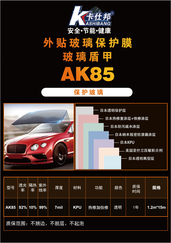 Car Exterior Glass Protective Film Kpu Hydrophobic 7Mil Glass Shield Armor Blocking Uv Windshield Film