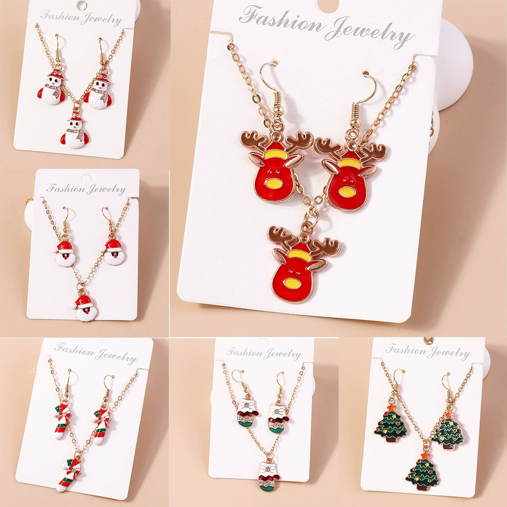 Christmas necklace for elderly, accessory, earrings, set, for import