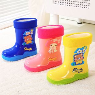 Children's Rain Boots New Fashion Casual Cartoon Cute Waterproof Shoes Waterproof Boys and Girls Baby Mid-Tube Big Kidsren's Rain Boots