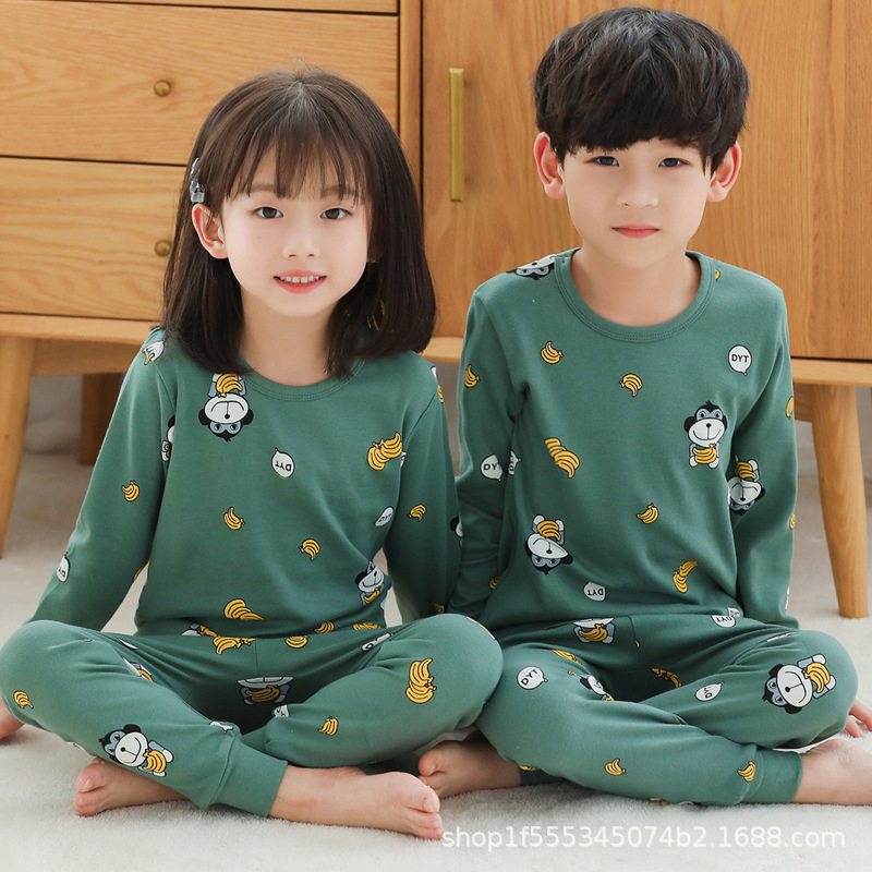 Ropa de otoño para niños nuevos pantalones largos traje de algodón puro niños medianos y grandes niños niñas bebé moda ropa para niños ropa interior a juego 4