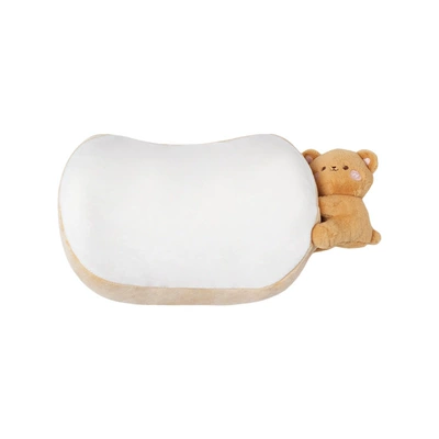 Lumbar Support Set Cute Memory | Headrest - plush-memory-cotton-milk-tea-white-headrest-sticker-lie-lie-lie-bear