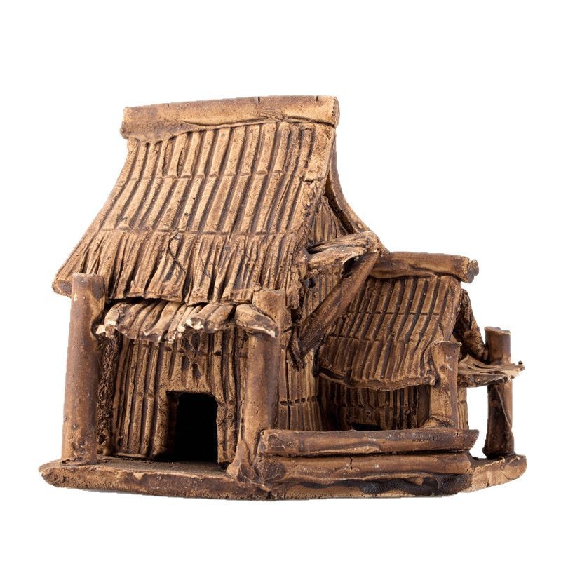 Pecera, rocalla, piedra absorbente, piedra de agua, casa, casa, casa, cabaña, micro paisaje, decoración carnosa, decoración de cerámica