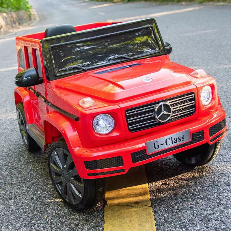 【Red four-wheel drive】Remote control swing + Bluetooth music + leather seat + explosion-proof soft wheel