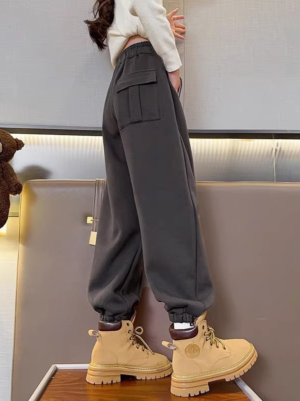 소녀 바지 2024 봄과 가을 새로운 아동복 소녀 스포츠 바지 봄 가을 버킷 봄 캐주얼 바지