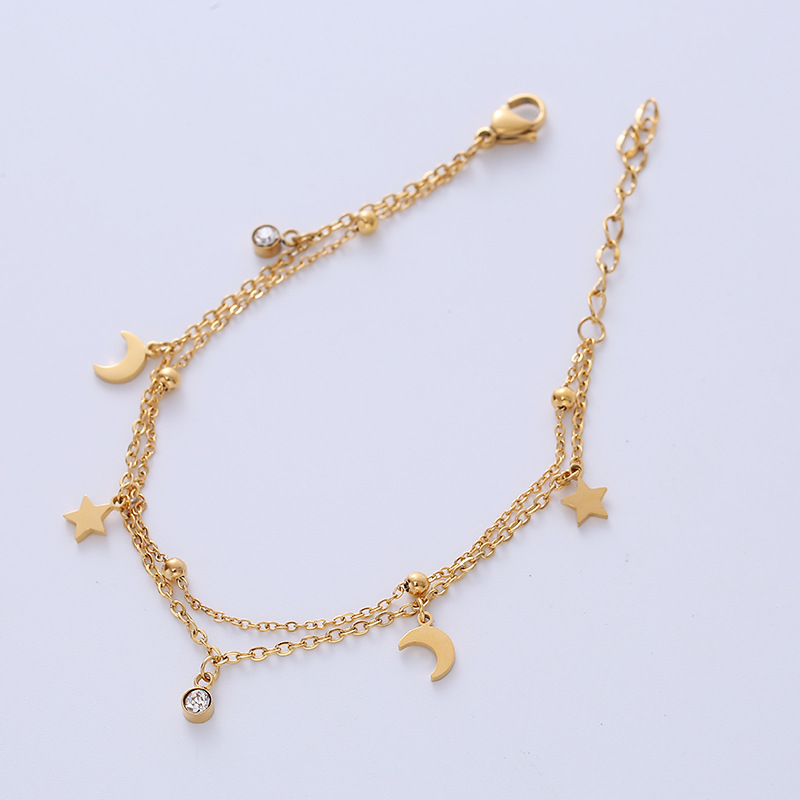 Sweet Star Moon Titanium Steel Bracelets Plating Inlay Zircon Stainless Steel Bracelets