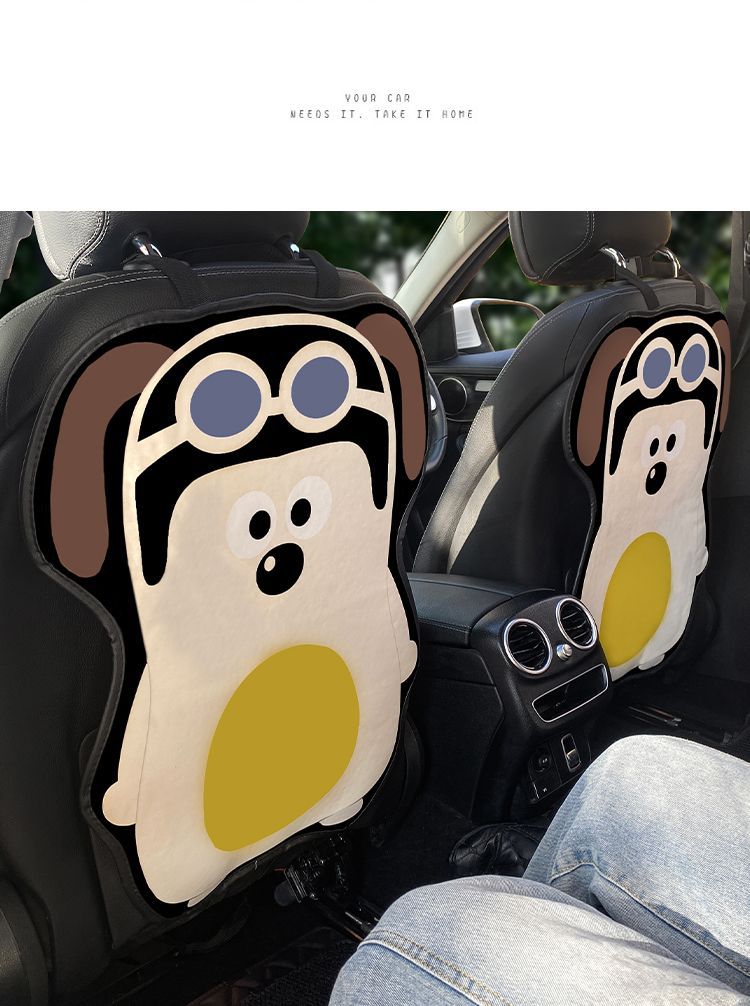 Car Seat Back Anti-kick Cushion Universal Leather Waterproof Wear-resistant Cartoon Cute Seat Back Car Car Seat Protective Cover