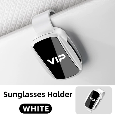 Glasses Holder Clip Logo Bracket | Car Glasses Clip/Bill Clip - y02-mirror-style-white-vip