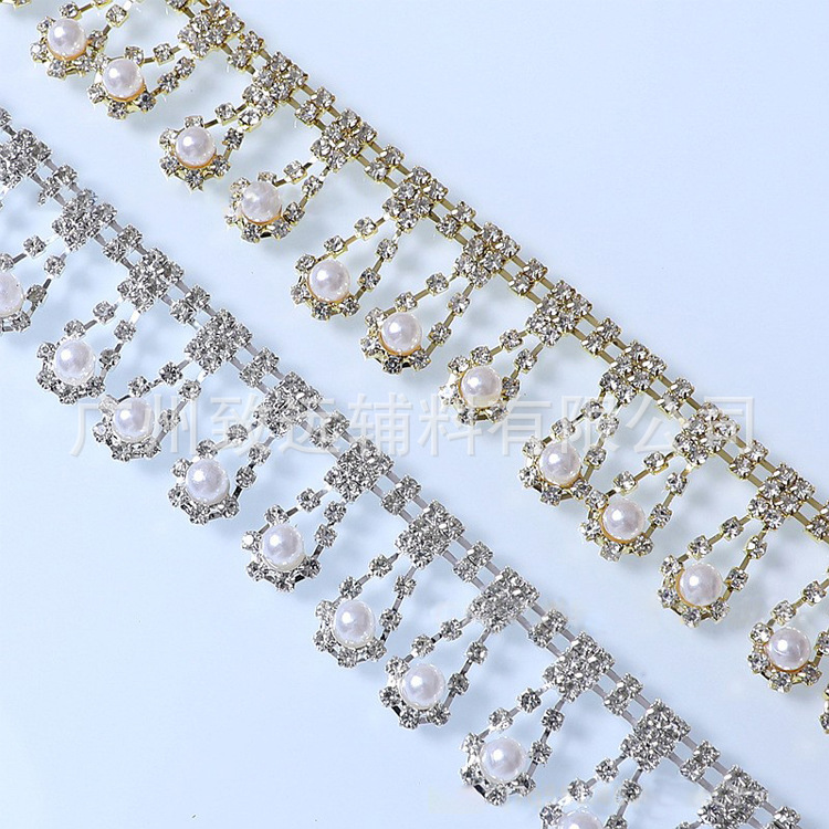 精美水钻流苏链饰品钻链diy辅料服装链帽装饰水钻花式爪链烧焊链