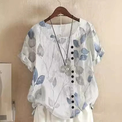 Летняя новая модель большого размера повседневная свободная футболка с короткими рукавами с принтом для женщин