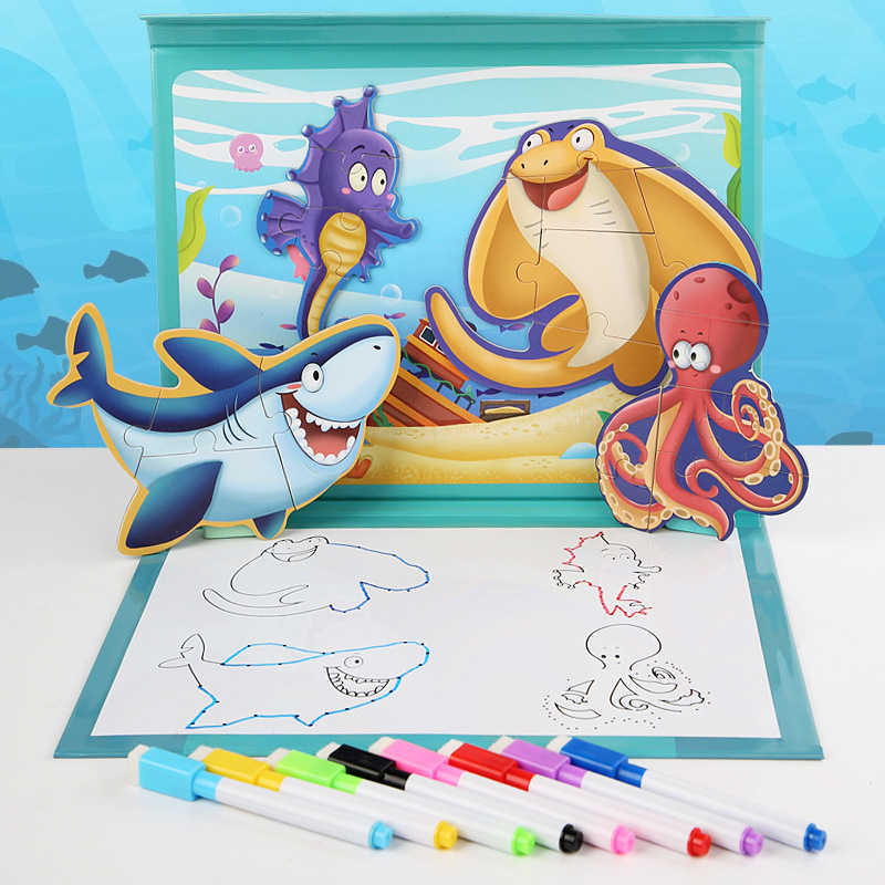 Carta infantil cognición tema navideño pegatinas de refrigerador número carta tarjeta a juego de doble cara inglés cognitivo rompecabezas magnético