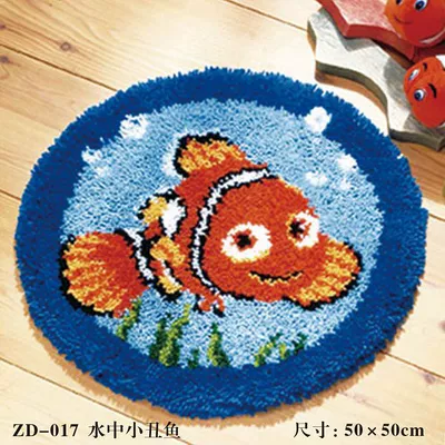 Wool Embroidery Floor Mat Crochet Embroidery | Avtomobil döşəmə paspasları - zd017-clown-fish-38cm-white-net-cross