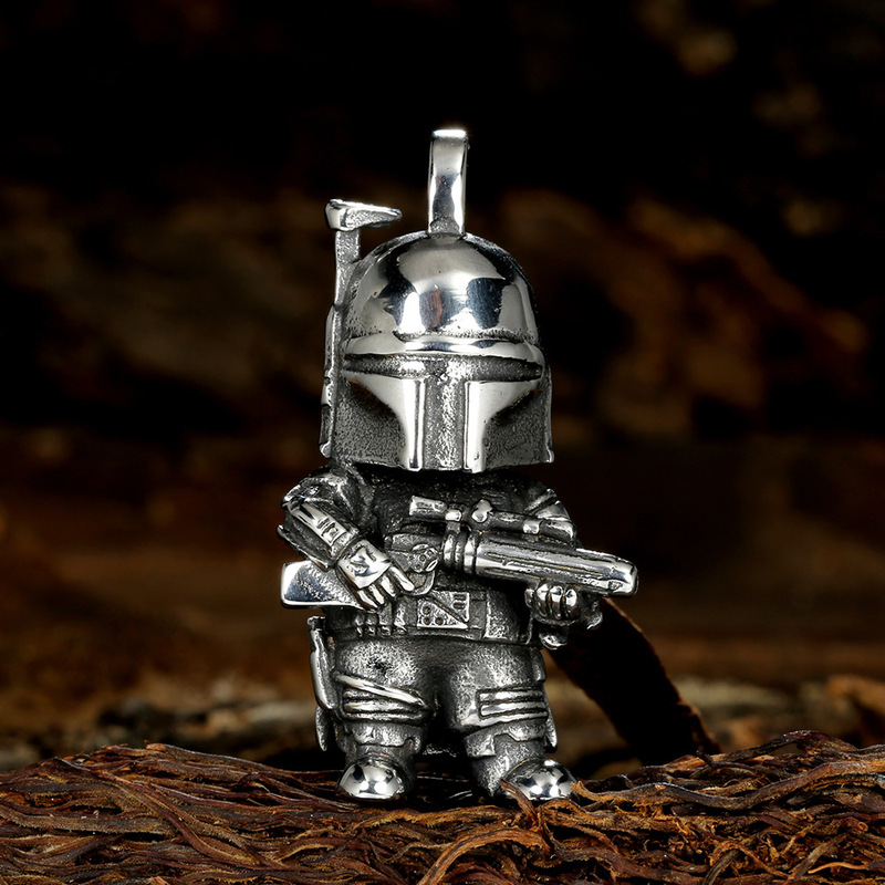 European and American hip hop retro Steel Warrior stainless steel pendant astronaut pendant wholesale titanium steel pendant jewelry