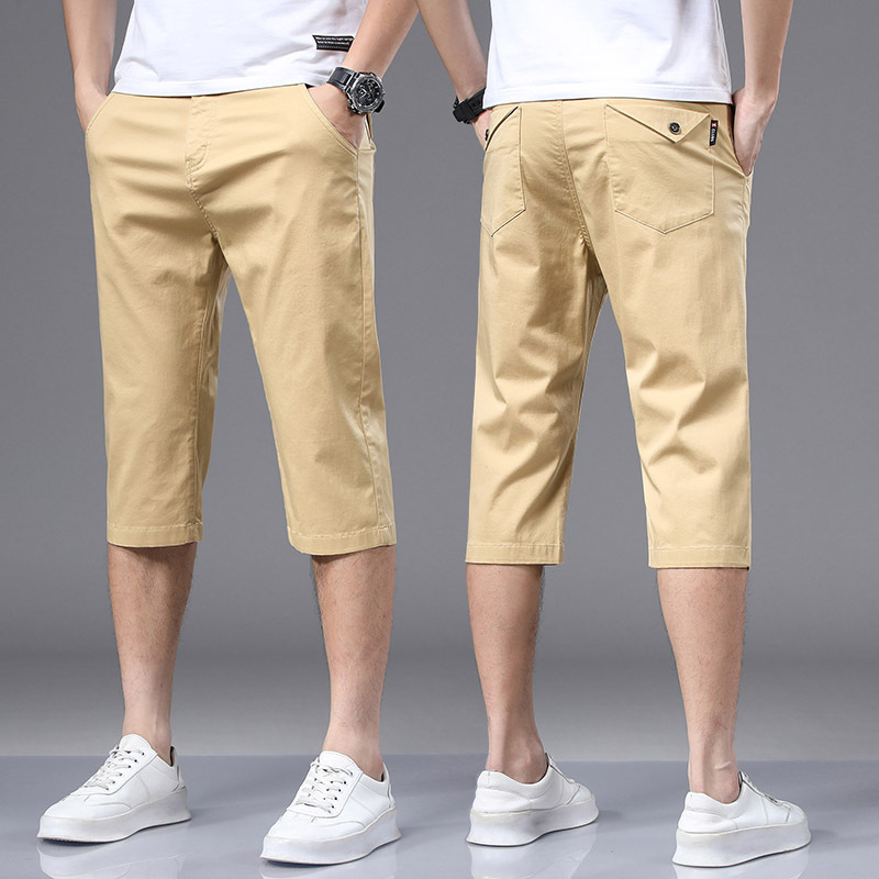 Summer cotton casual shorts men's tide thin Xintang men's cropped pants straight elastic summer pants wholesale