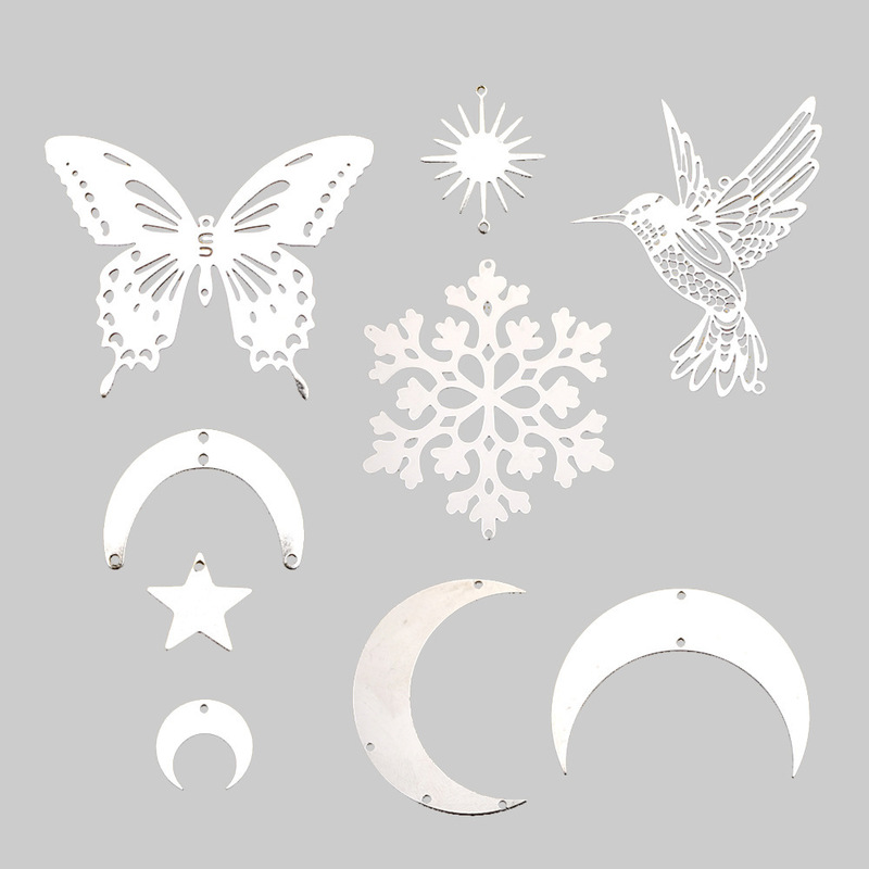 Stainless Steel Butterfly Hummingbird Moon Five-Pointed Star Indoor Outdoor Garden Wind Chime Pendant Earrings Decorative Phoenix Crown Accessories