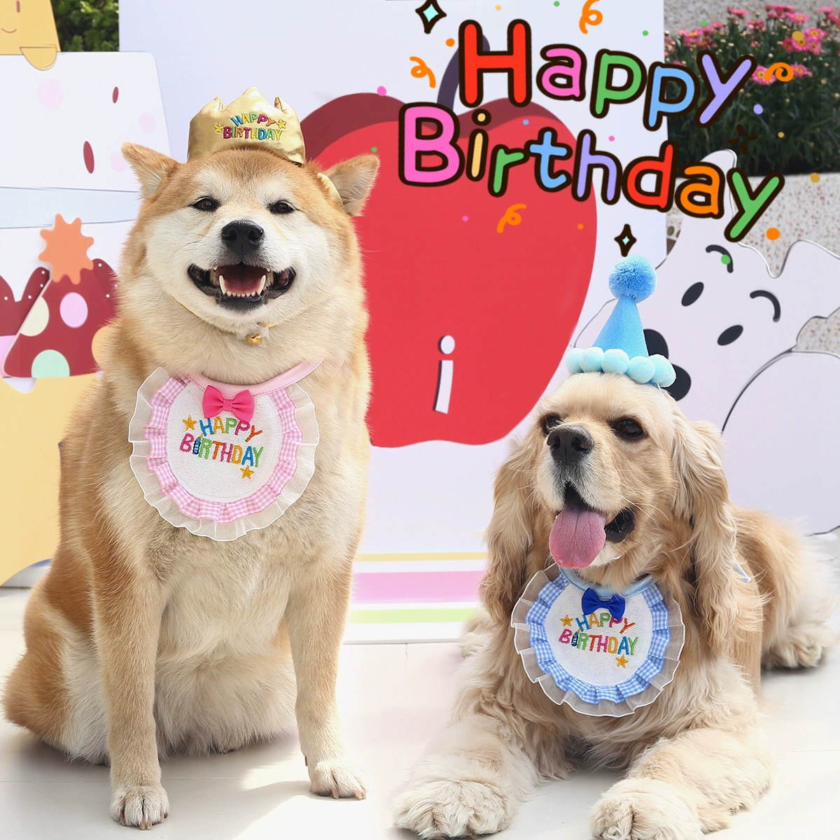 Домашние животные С Днем Рождения Вечеринка Набор Корона Шляпа Головные уборы с кружевной вышивкой нагрудник полотенце для кошек и собак внешняя торговля