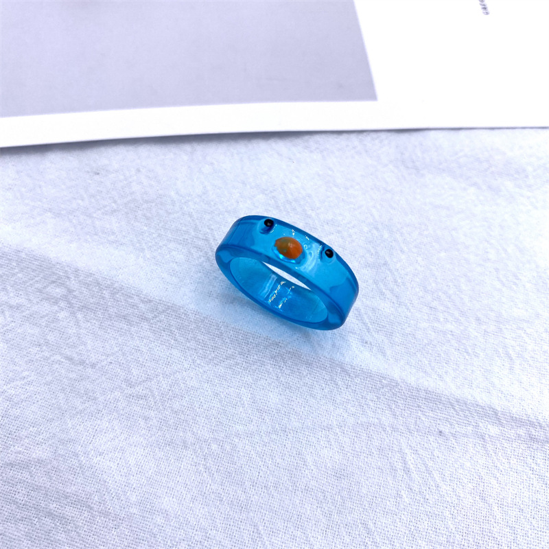 Cross-border ins estilo europeo y americano Venta caliente diversión pollo resina anillo transparente tridimensional multi-color anillo