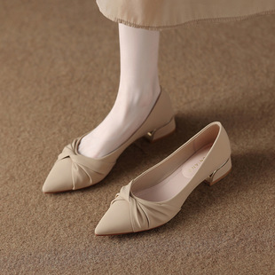 80152-2 Pointed Toe Shoes Women's Gentle Style French Small Heel Scoop Shoes 2025 Autumn Shallow Mouth Women's Shoes