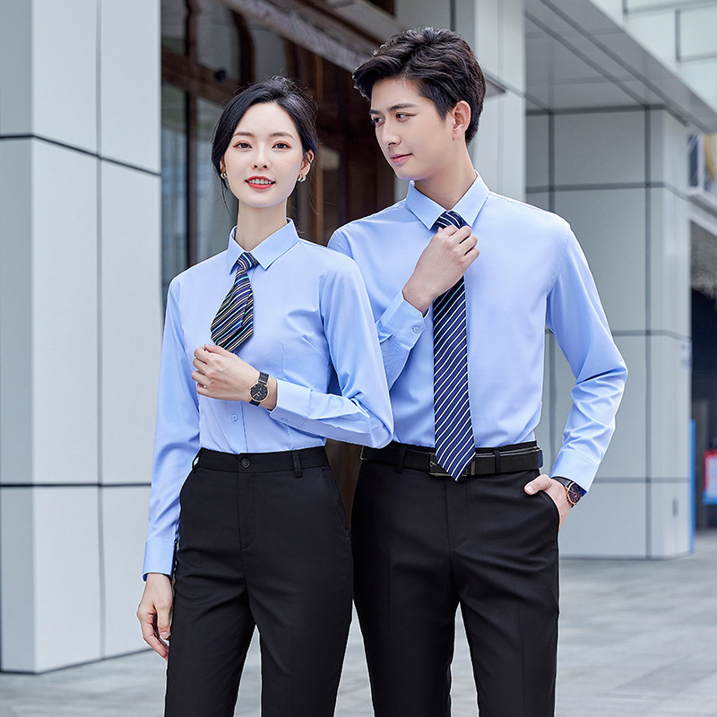 High quality men's and women's same white shirt work clothes business OL formal wear sales work clothes shirt printed embroidered logo High quality men's and women's same white shirt work clothes business OL formal wear sales work clothes shirt printed embroidered logo