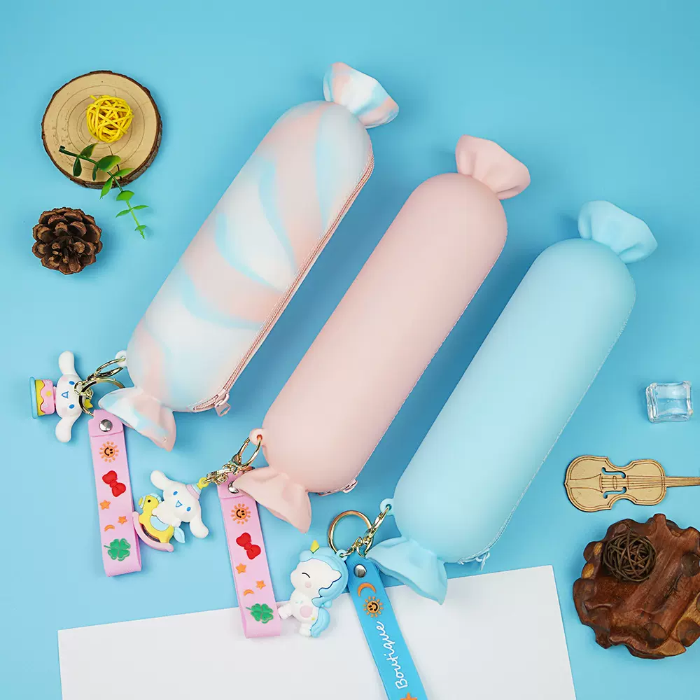 创意硅胶卡通笔袋儿童学习用品收纳盒大容量铅笔文具拉链袋