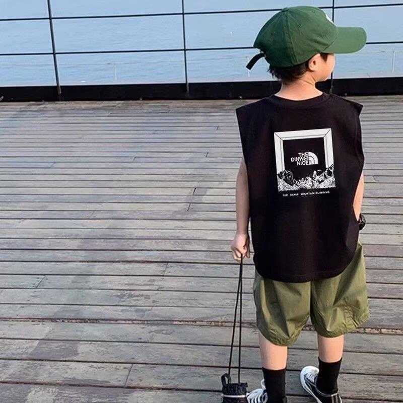 Children's vests, boys' short-sleeve shirts, summer wholesale new styles, versatile sleeveless tops for older boys, trendy