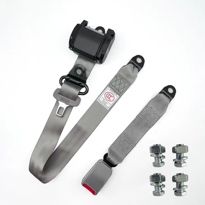 Car seat belt — Locking Safety Belt 3C - gray-small-steel-hanging-ring-electrophoresis-black-k335cm-webbing-basescrew-set-conventional-packaging-base-and-retractor-packed-separately