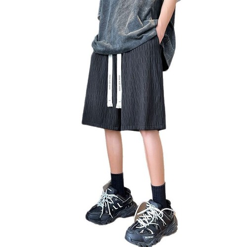 Men's Summer Thin Quick-Dry Crepe Ice Silk Five-Finger Shorts, American Style Fashion Brand Loose Casual Sport Pants