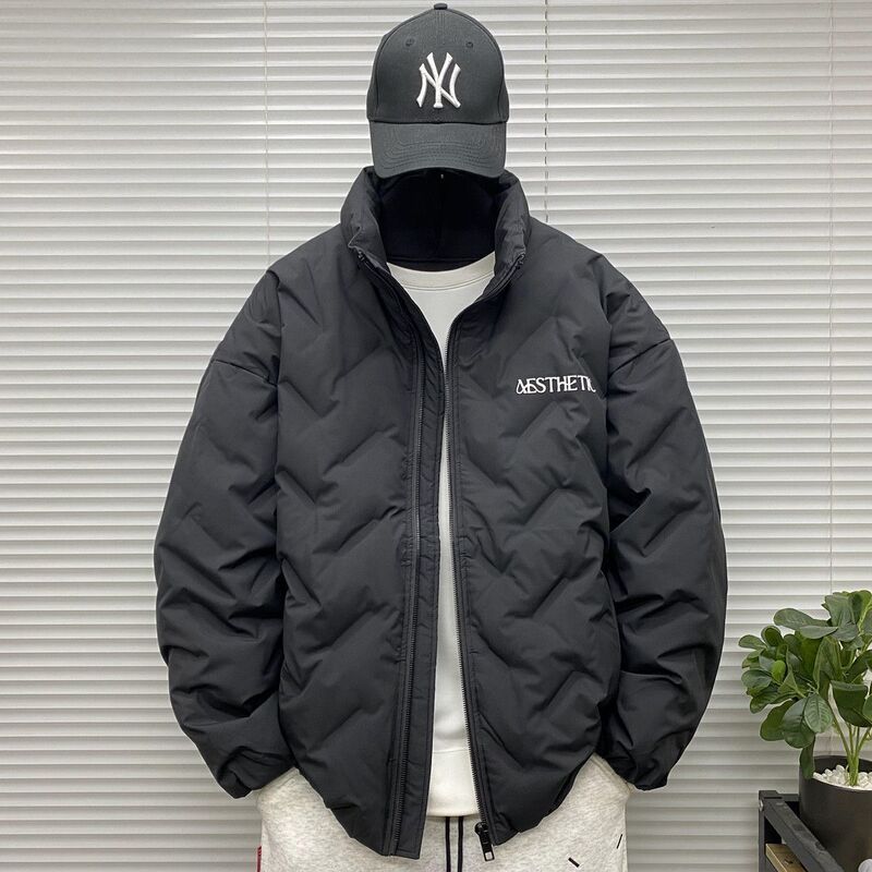 Down Jacket Men's Lightweight Diamond Shape Hoodless Stand Collar 2025 Winter New White Duck down Warm Loose Casual Jacket