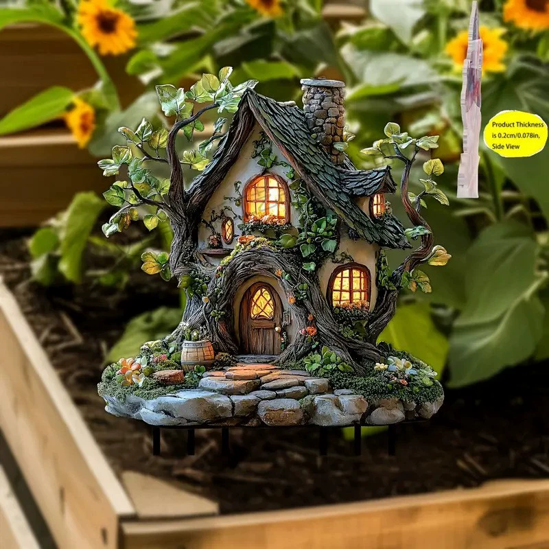 Кросс-бордерные очаровательные деревянные домики для сада, цветочные горшки для газона и ландшафтного дизайна, декоративные горшки для двора с мультяшными растениями.