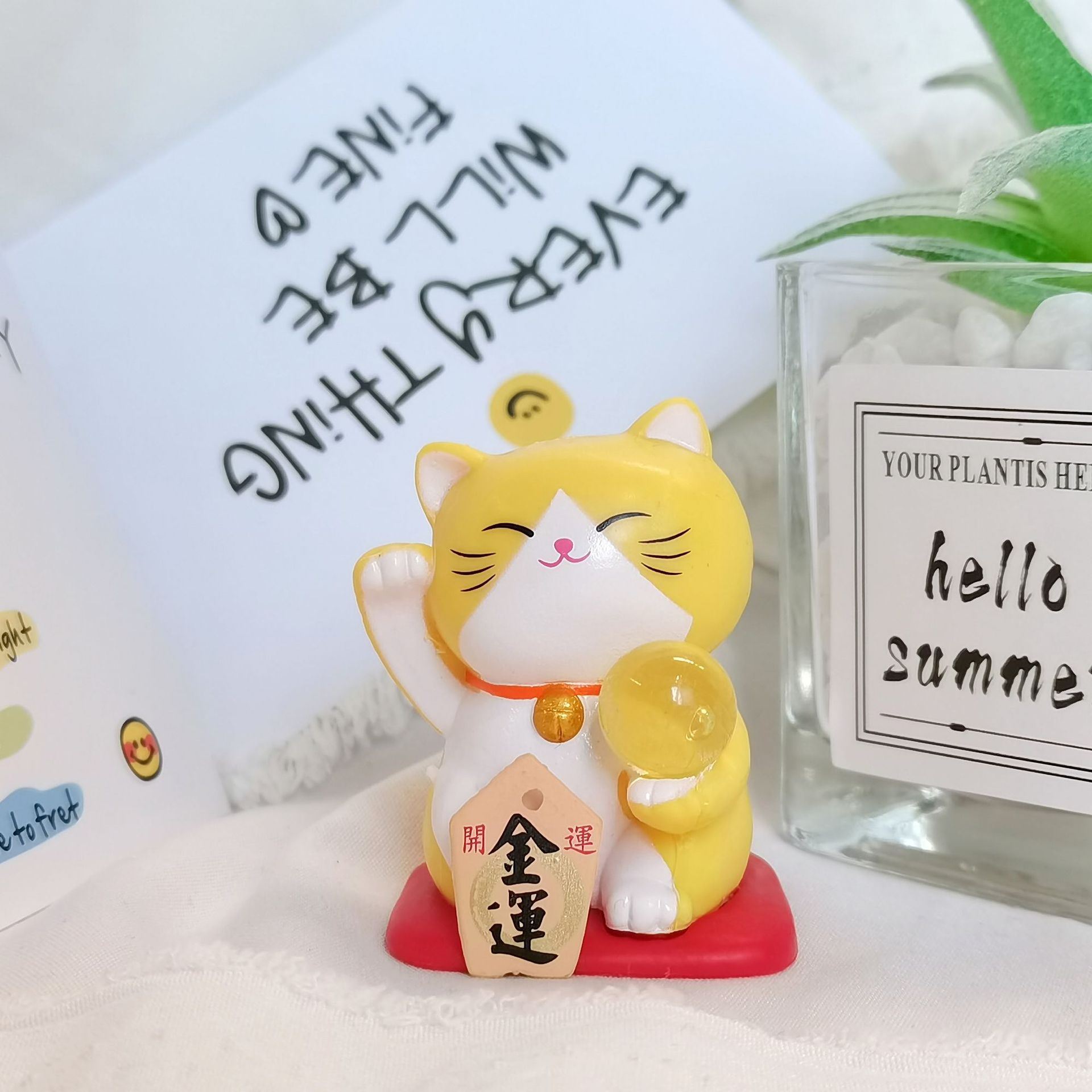 (2개) 스톨 7 행운의 고양이 수송 자동차 인형 장식 데스크탑 장식 장난감 인형 트위스트 달걀 공 핸드 헬드