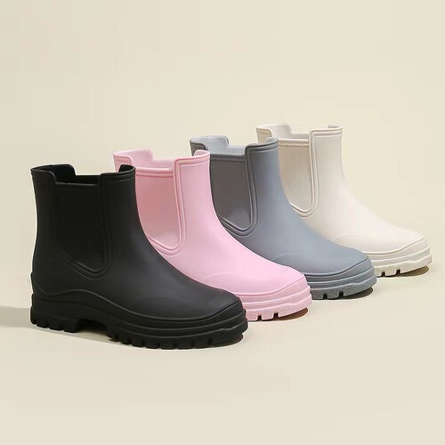 Women's Fashion Chelsea Short Boots Rain Boots TPE Waterproof Slip-Resistant Rain Shoes for Adults - Versatile and Stylish