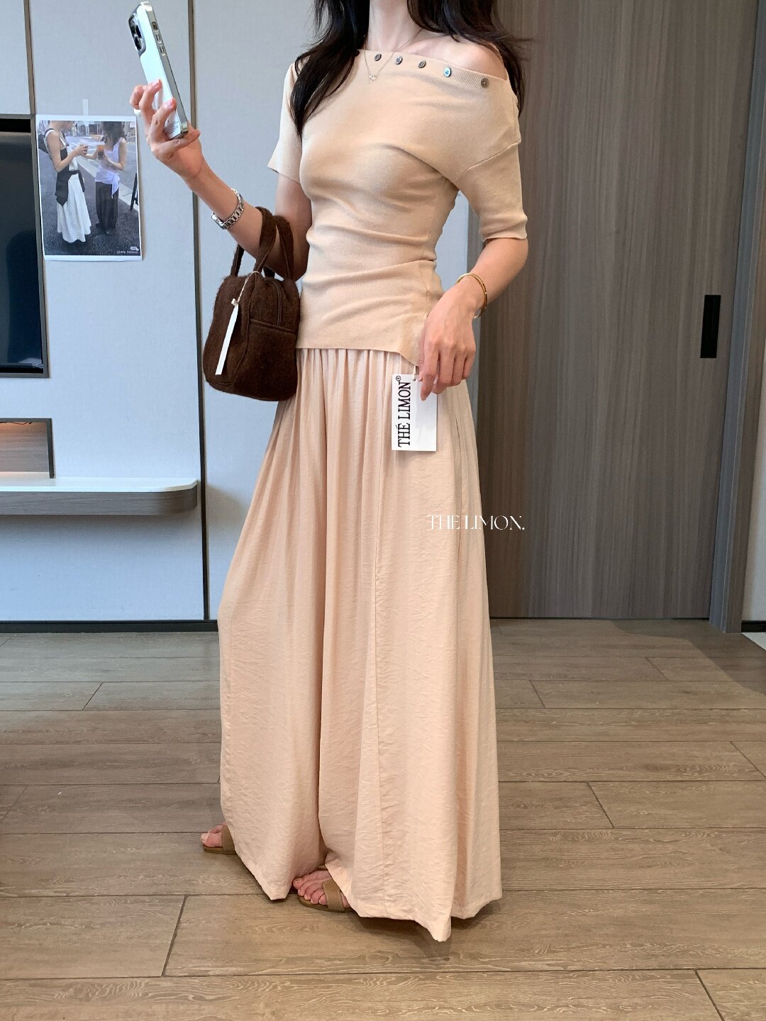 Quần culottes nữ ống rộng cạp cao dáng lười mùa hè 2026 — Thẻ nông, màu đen, màu hồng, màu cam chi tiết 16