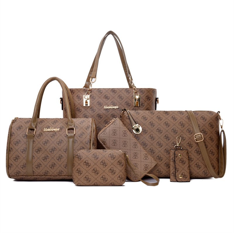 Cross-Border Foreign Trade New Women's Bag Six-Piece Set Fashionable Large-Capacity Shoulder Bag Casual Commuting Portable Crossbody