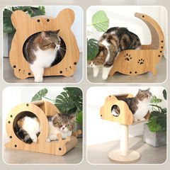 Shape Cat Scratch Board Wooden Cradle Cloud Standing Corrugated Paper Durable Cat Nail Board Large Cat Bed Integrated