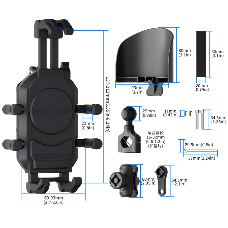 Shock-absorbing phone holder, bike, camera, tubing, steering wheel