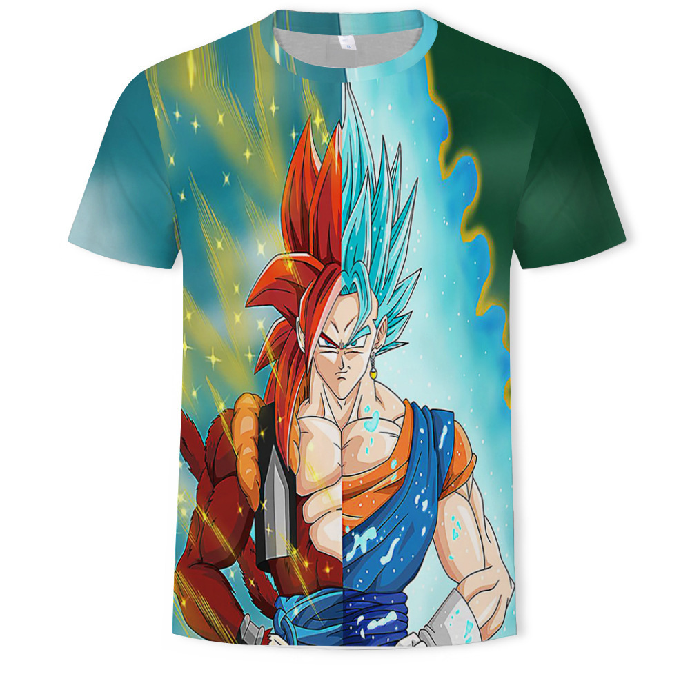 Nuevo producto AliExpress estilo explosivo tendencia super fuego anime serie Dragon Ball camiseta hombre impresión digital 3D dibujos animados europeos y americanos