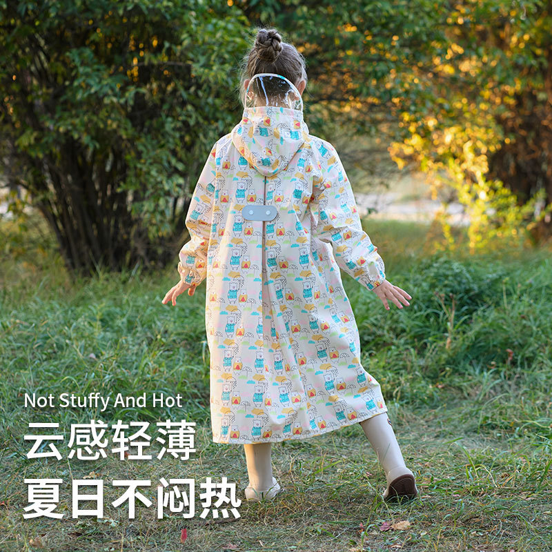 Children's Raincoat Boys and Girls Japanese Lightweight Breathable Baby Poncho Primary School Students Waterproof Clothing 2025 New Schoolbag Bits