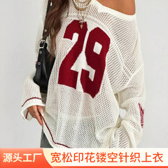 国境を越えた欧米アマゾンの潮牌Saintスターと同じプリントの透かし彫りメッシュ半袖tシャツ女性の国境を越えた欧米