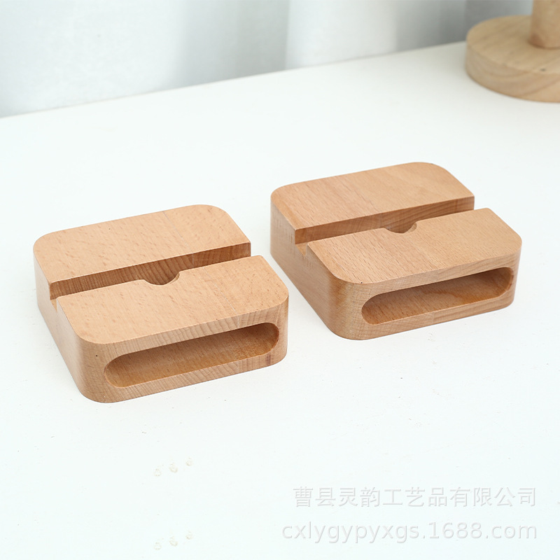 Teléfono móvil de madera micrófono físico escritorio teléfono móvil soporte altavoz perezoso amplificador soporte base