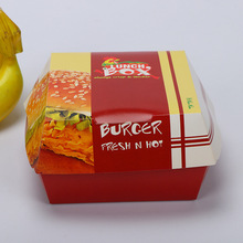 廠家批發漢堡紙盒食品包裝盒三明治盒子 白卡紙漢堡盒