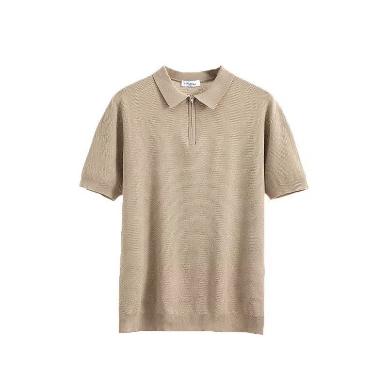 2025 Knitted Polo Shirt Striped Solid Color Summer New Short-sleeved Men's Lapel Knitted Early Spring All-match Short-sleeved Sweater 2025 Knitted Polo Shirt Striped Solid Color Summer New Short-sleeved Men's Lapel Knitted Early Spring All-match Short-sleeved Sweater