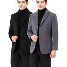 双面呢子大衣男羊绒大衣短款西装领秋冬季加厚夹克中青年毛呢外套