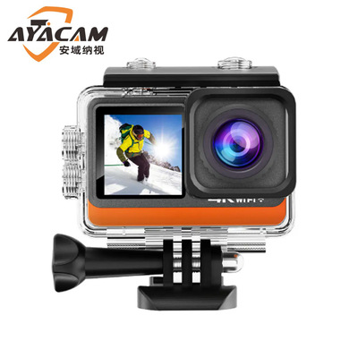 跨境批发Wifi 4k运动相机双显示屏切换GOPRO登山 航拍 防水摄像头|ru