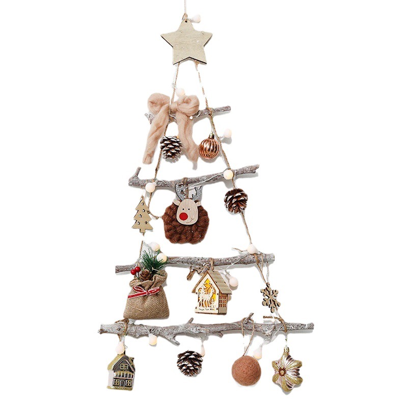 Adornos navideños colgantes para decoración de árboles de Navidad de madera, suministros para arreglos creativos de árboles de pared para bricolaje.
