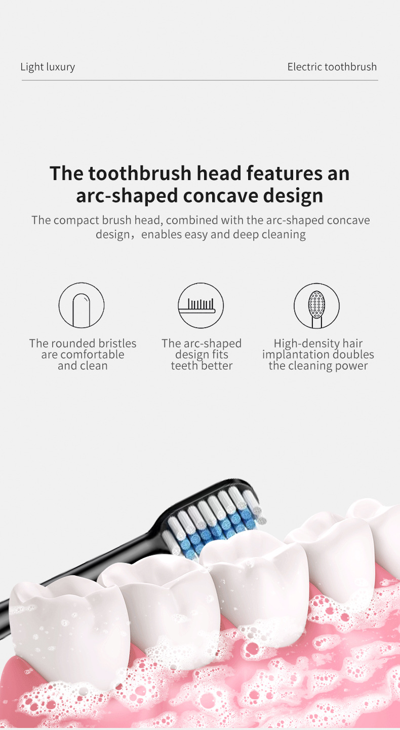 Brosse à dents électrique pour adultes – 5 modes, 30 000 à 39 999 vibrations/min, poils ultra-doux, autonomie de plus de 50 jours, chargement USB_voghion.com