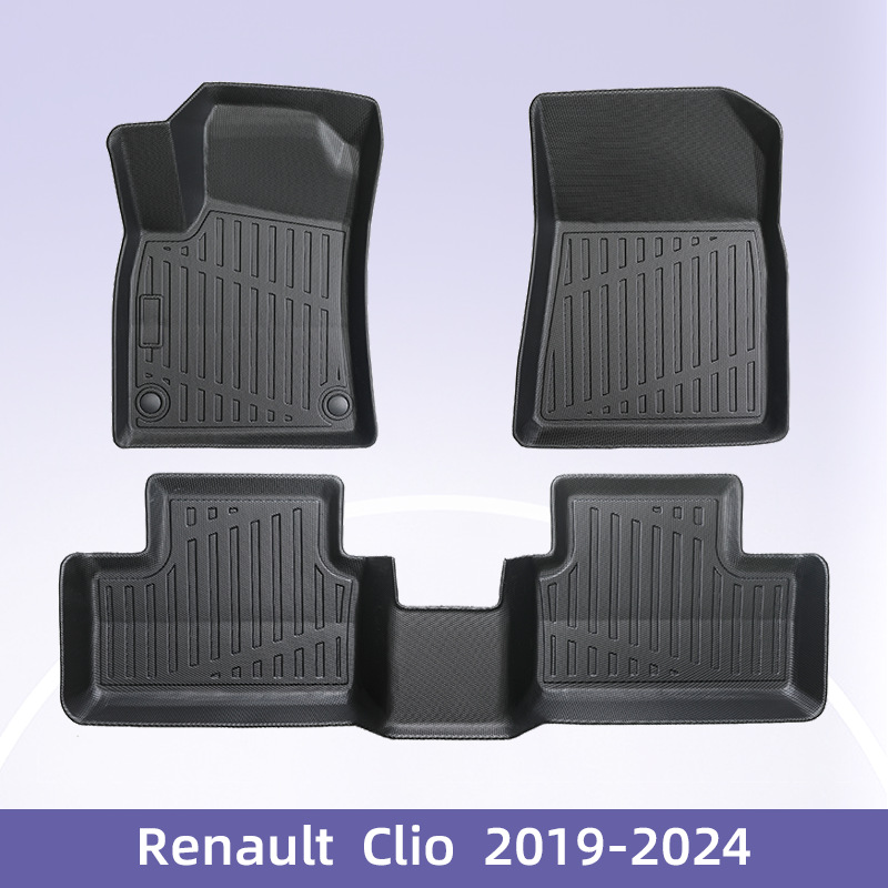 Europa para Renault Clio2019 - 2024 Combustible 3D para todo el tiempo TPE almohadillas de pie Cojín de colateral