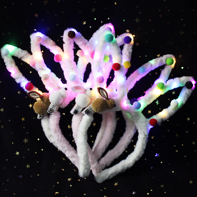 Luminoso Fox diadema Fox felpa Orejas de conejo orejas de gato horquilla bar concierto puesto diadema luminosa