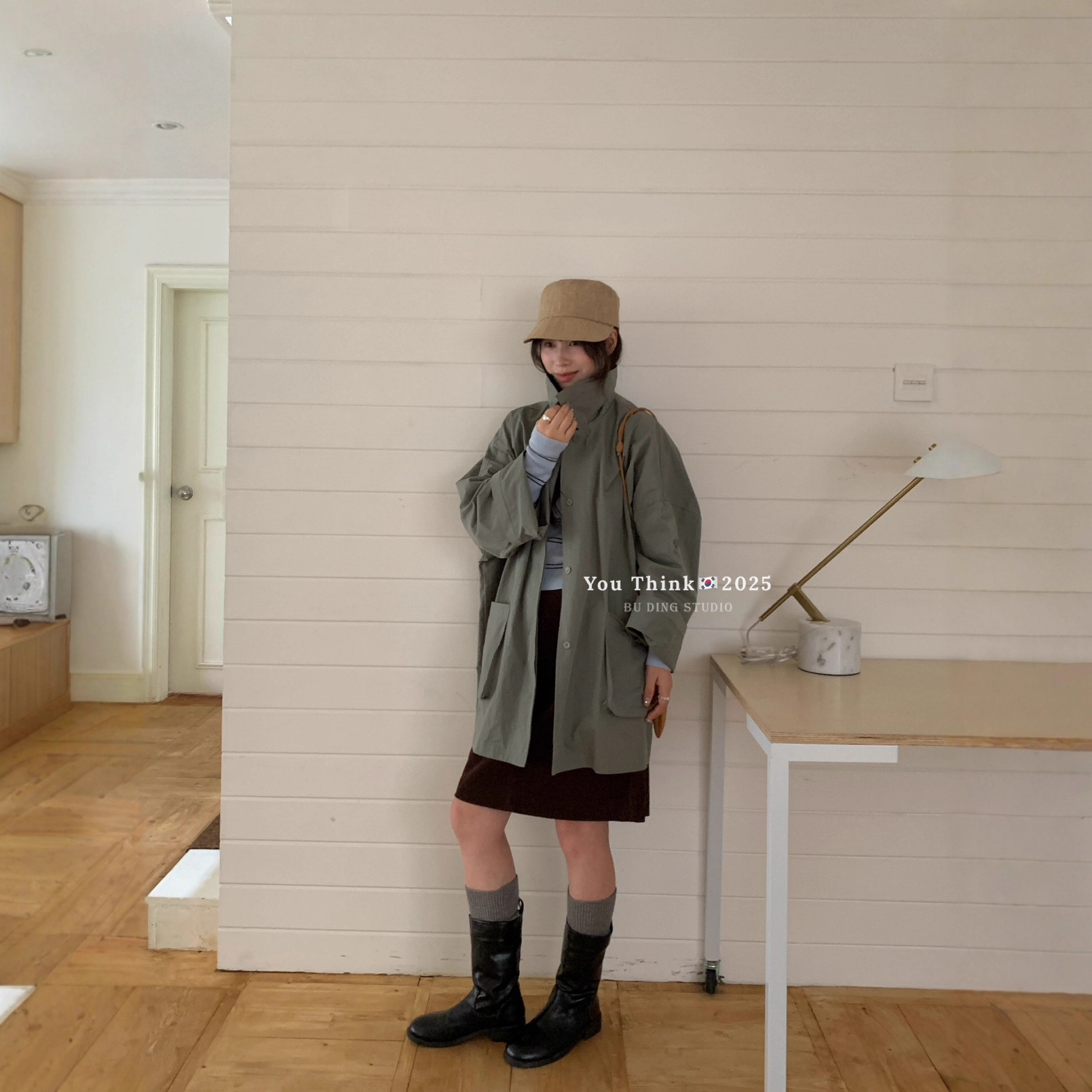 【You Think】Thirteen Lines Commuting Retro Tone Design Loose and Easiest for Match Windbreaker Jacket Yt1028