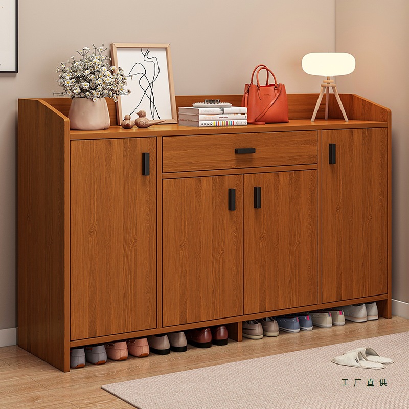 Shoe Cabinet Simple Modern Doorway Solid Wood Color Entrance Cabinet Household Large Capacity Balcony Storage Cabinet Multi-Layer Storage Shoe Rack