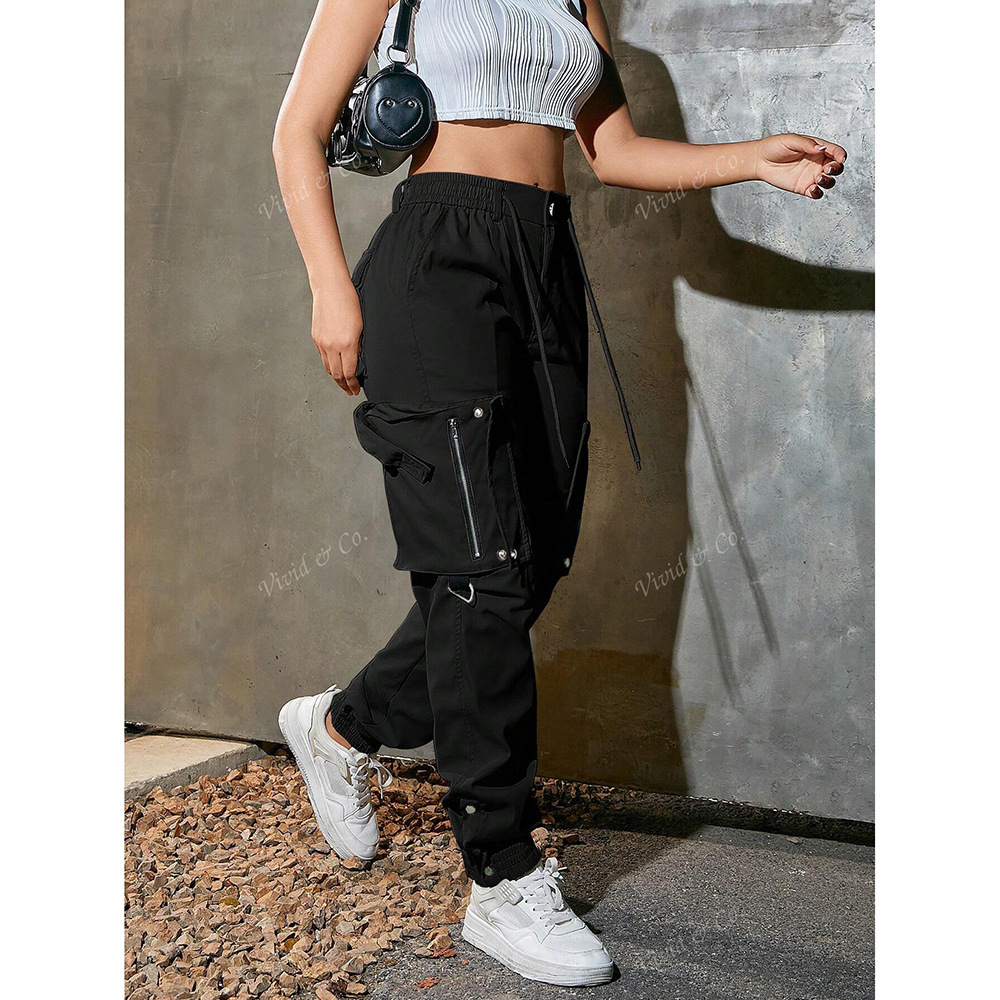 Cross-Border Foreign Trade Trendy Brand Motorcycle Cargo Pants Women's Spring and Autumn New Loose Multi-Pocket Casual Pants Wholesale in Stock