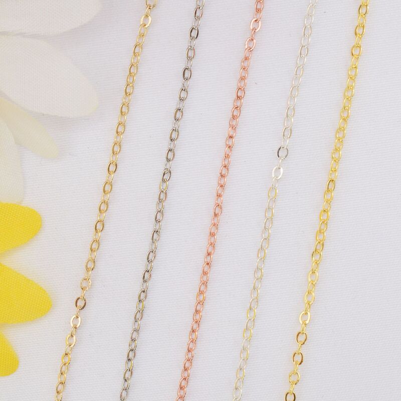 Color preserving 14k gold flat o chain loose chain diy hand necklace beaded material semi-finished chain accessories wholesale
